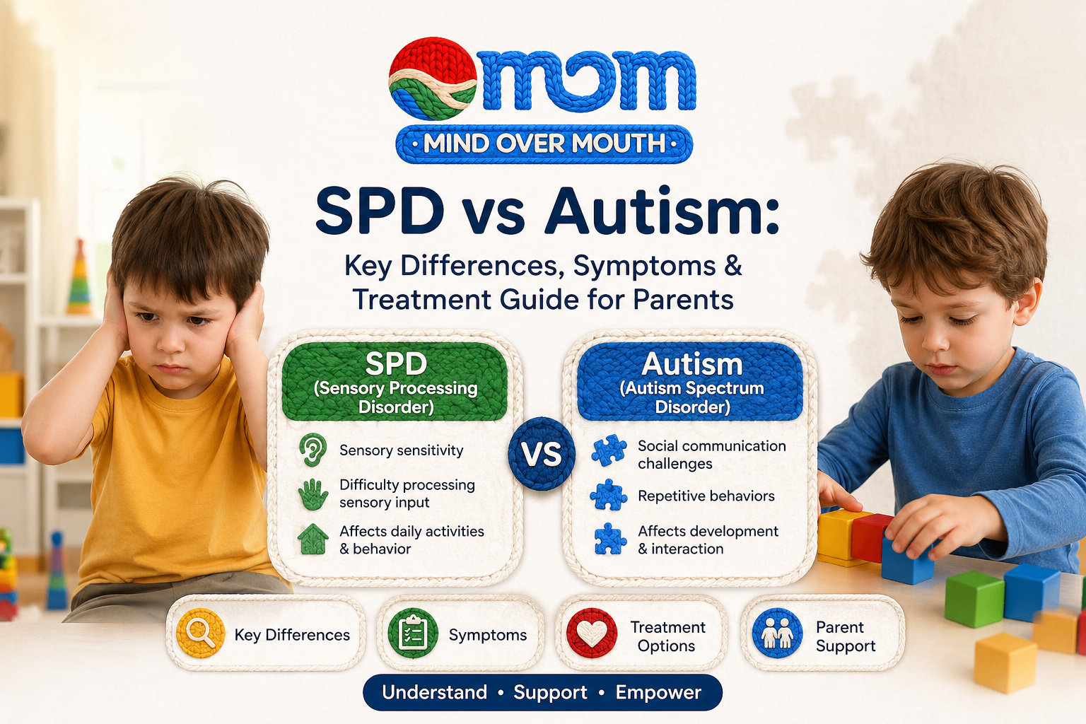 SPD vs Autism: Key Differences, Symptoms & Treatment Guide for Parents
